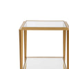 Fer Accent Table | 18" Glass Top | Bottom Open Shelf | Gold Leaf Iron