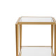 Fer Accent Table | 18" Glass Top | Bottom Open Shelf | Gold Leaf Iron