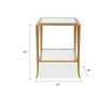 Fer Accent Table | 18" Glass Top | Bottom Open Shelf | Gold Leaf Iron