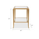 Fer Accent Table | 18" Glass Top | Bottom Open Shelf | Gold Leaf Iron