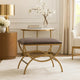 Enzy Accent Stool | 24" Cocoa Brown Faux Leather Top | Brass Base