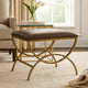 Enzy Accent Stool | 24" Cocoa Brown Faux Leather Top | Brass Base