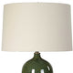 Table Lamp | Beige Linen Shade | Distressed Emerald Green Ceramic 28"