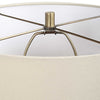 Table Lamp | Beige Linen Shade | Distressed Emerald Green Ceramic 28"