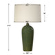 Table Lamp | Beige Linen Shade | Distressed Emerald Green Ceramic 28"