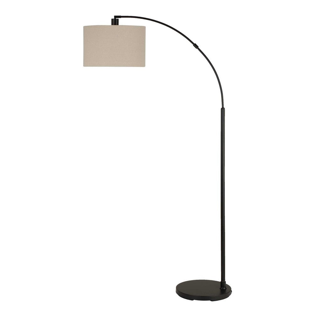 Arc Floor Lamp | Off White Linen Shade | Black Metal Frame | 68"