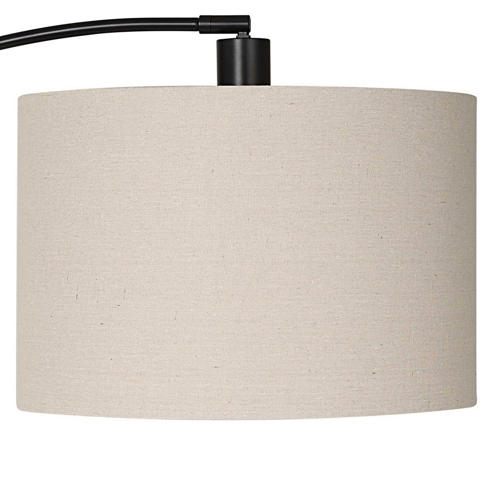 Arc Floor Lamp | Off White Linen Shade | Black Metal Frame | 68"