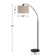 Arc Floor Lamp | Off White Linen Shade | Black Metal Frame | 68"