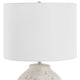 Table Lamp | Round Linen Shade | 24" Distressed White Ceramic Body