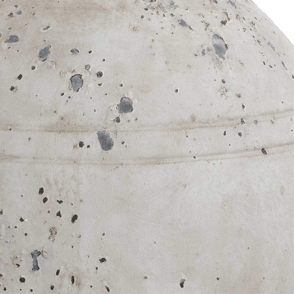 Table Lamp | Round Linen Shade | 24" Distressed White Ceramic Body