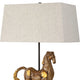 Horse Sculpture Table Lamp | Beige Linen Shade | 29" Black Iron