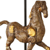 Horse Sculpture Table Lamp | Beige Linen Shade | 29" Black Iron
