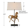 Horse Sculpture Table Lamp | Beige Linen Shade | 29" Black Iron