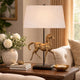 Horse Sculpture Table Lamp | Beige Linen Shade | 29" Black Iron