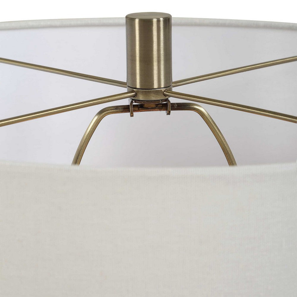 Table Lamp | Round Linen Shade | Ruby Red Textured Round Ceramic | 23"