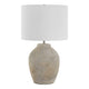 Table Lamp | Earthy Gray Ceramic w Off White Linen Shade | 24"