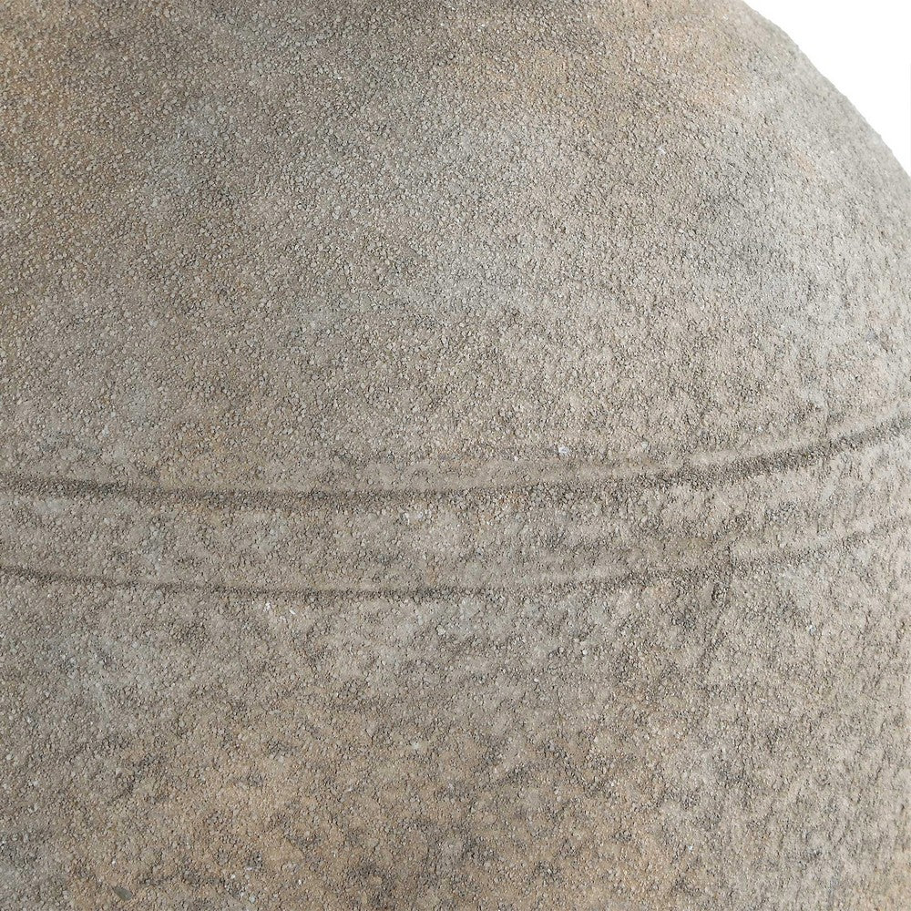 Table Lamp | Earthy Gray Ceramic w Off White Linen Shade | 24"