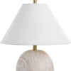 Table Lamp | Water Marble Ceramic & White Linen Shade | 17"