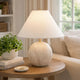 Table Lamp | Water Marble Ceramic & White Linen Shade | 17"