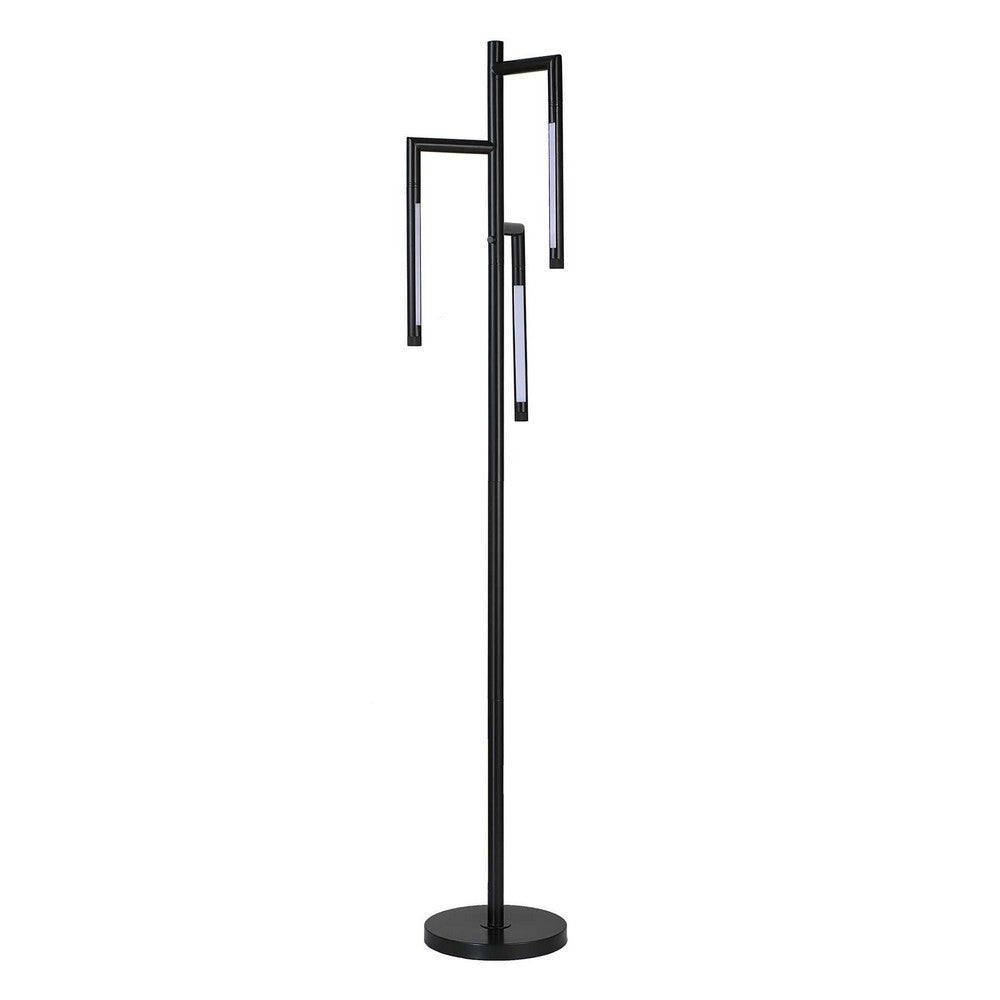 Modern Floor Lamp w Rotating LED Arms & Dimmer | 72" Black