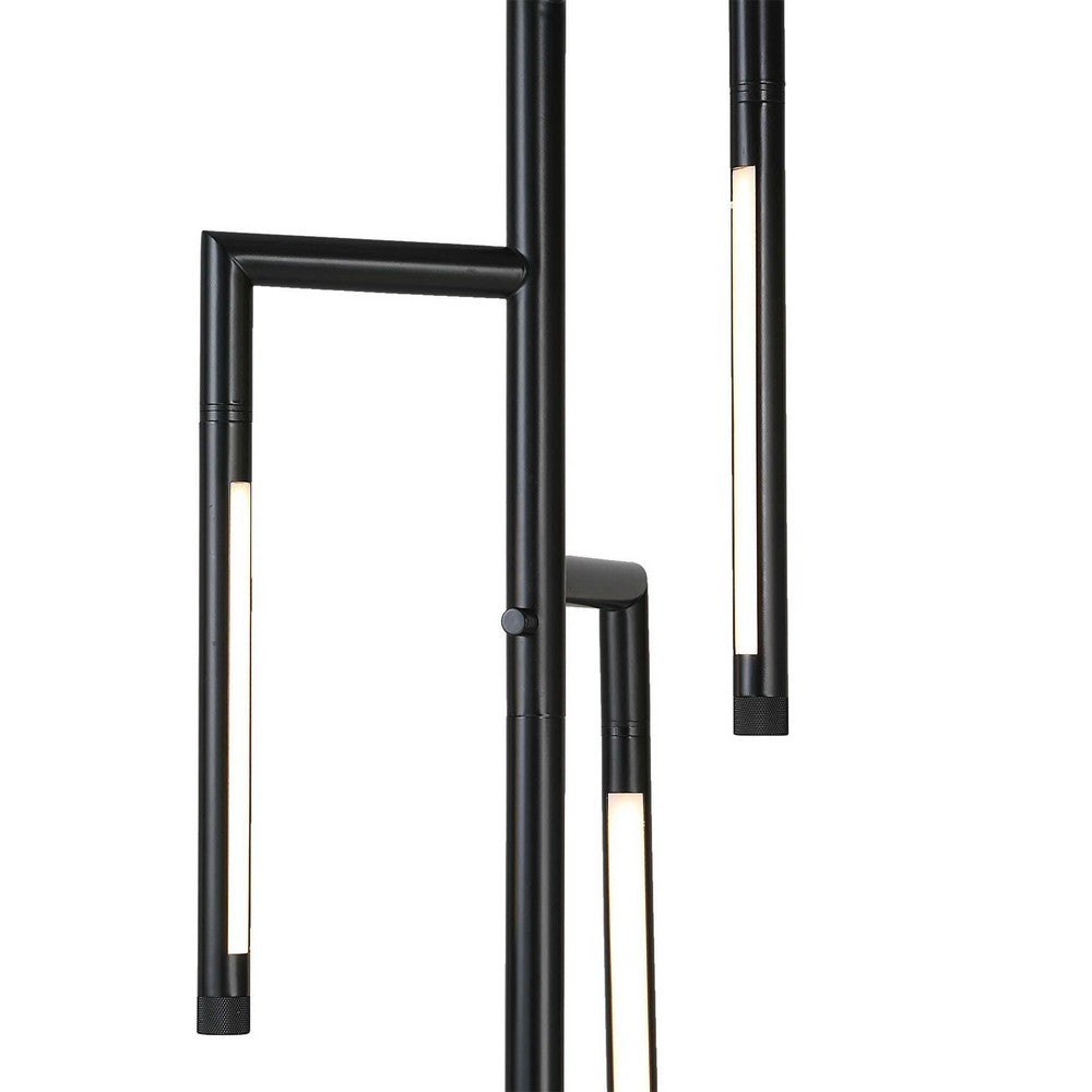 Modern Floor Lamp w Rotating LED Arms & Dimmer | 72" Black