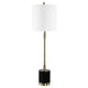 Buffet Lamp | Black Marble Base | Off White Linen Shade | 33"