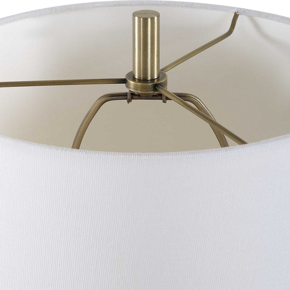 Buffet Lamp | Black Marble Base | Off White Linen Shade | 33"