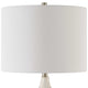 Table Lamp | Distressed White Ceramic | Off White Linen Shade | 29"