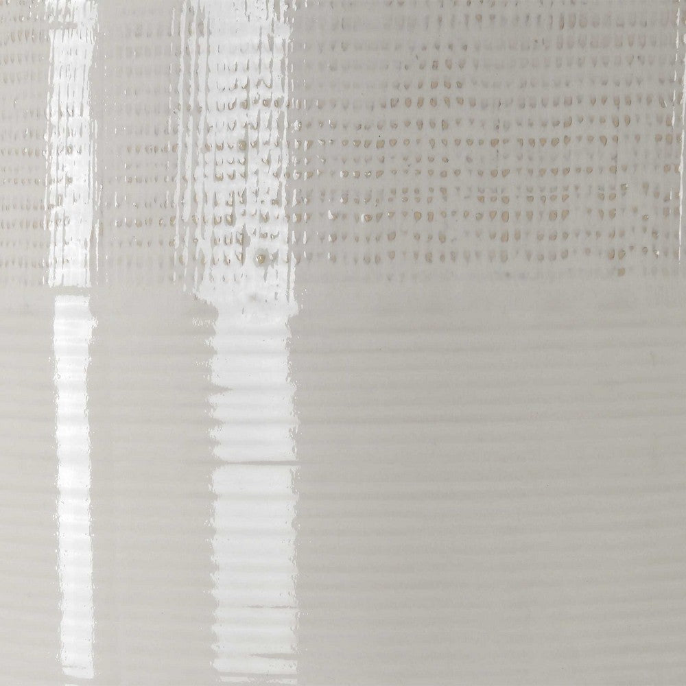 Table Lamp | Distressed White Ceramic | Off White Linen Shade | 29"