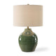 Table Lamp | Moss Green Textured Ceramic & Beige Linen Shade | 23"