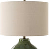 Table Lamp | Moss Green Textured Ceramic & Beige Linen Shade | 23"
