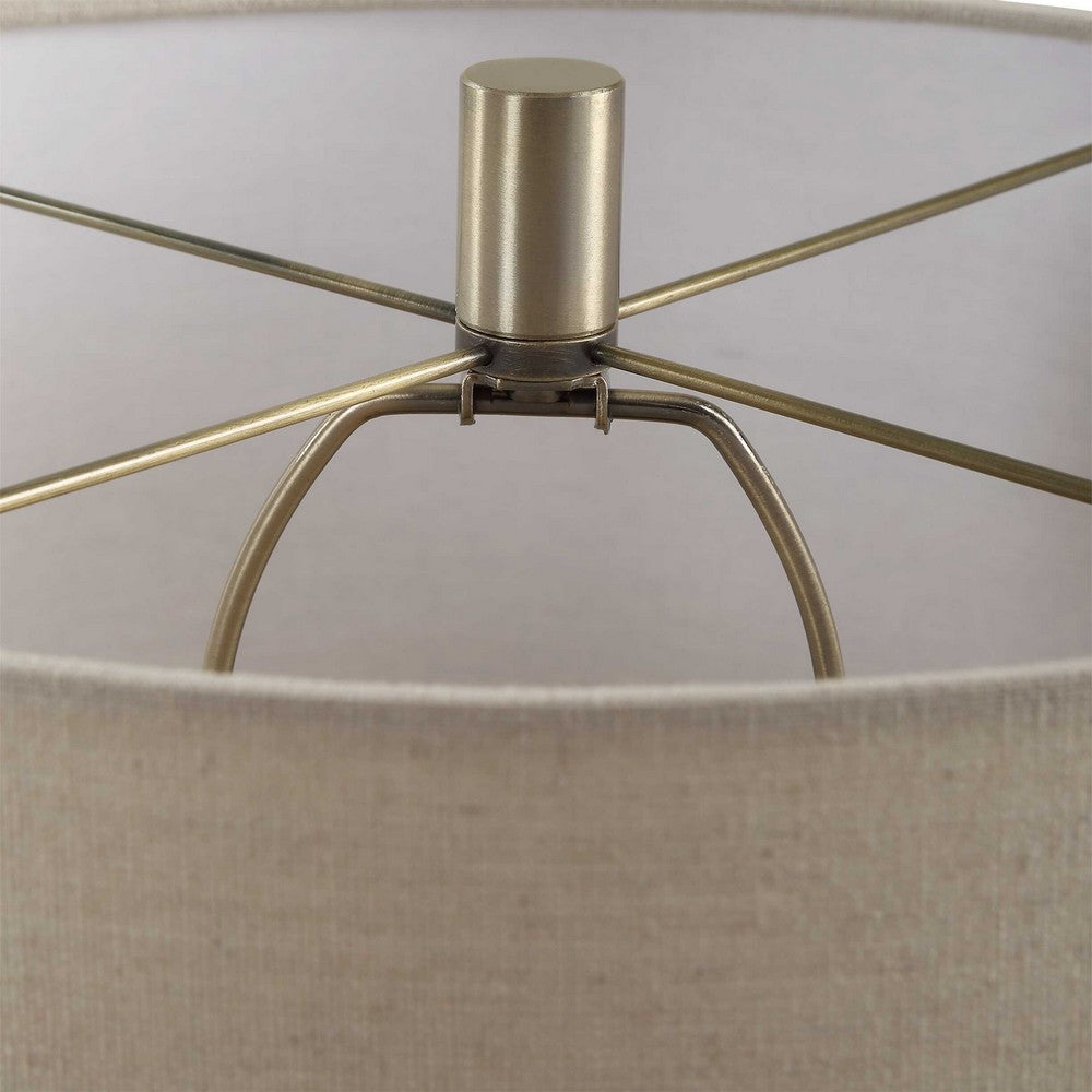 Table Lamp | Moss Green Textured Ceramic & Beige Linen Shade | 23"