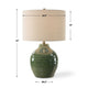 Table Lamp | Moss Green Textured Ceramic & Beige Linen Shade | 23"