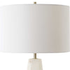 Accent Table Lamp | Cream Marble Base | Off White Linen Shade | 23"