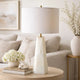 Accent Table Lamp | Cream Marble Base | Off White Linen Shade | 23"