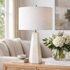 Accent Table Lamp | Cream Marble Base | Off White Linen Shade | 23"