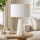 Accent Table Lamp | Cream Marble Base | Off White Linen Shade | 23"