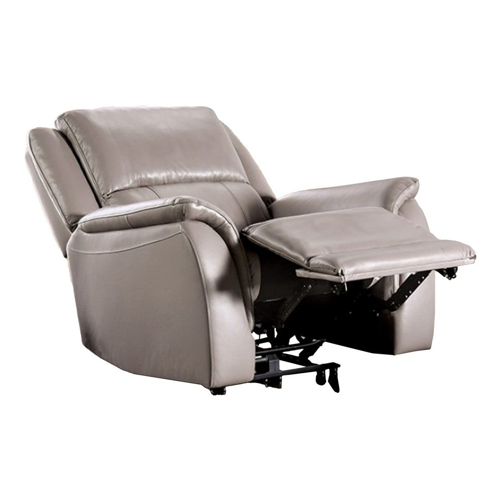 Gem Power Recliner Chair | Pillow Arms | Light Gray Top Grain Leather