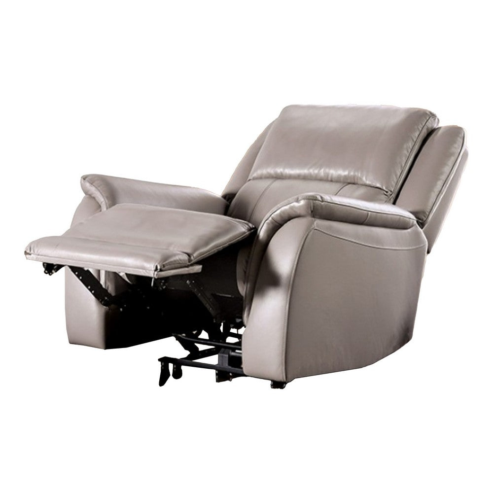 Gem Power Recliner Chair | Pillow Arms | Light Gray Top Grain Leather