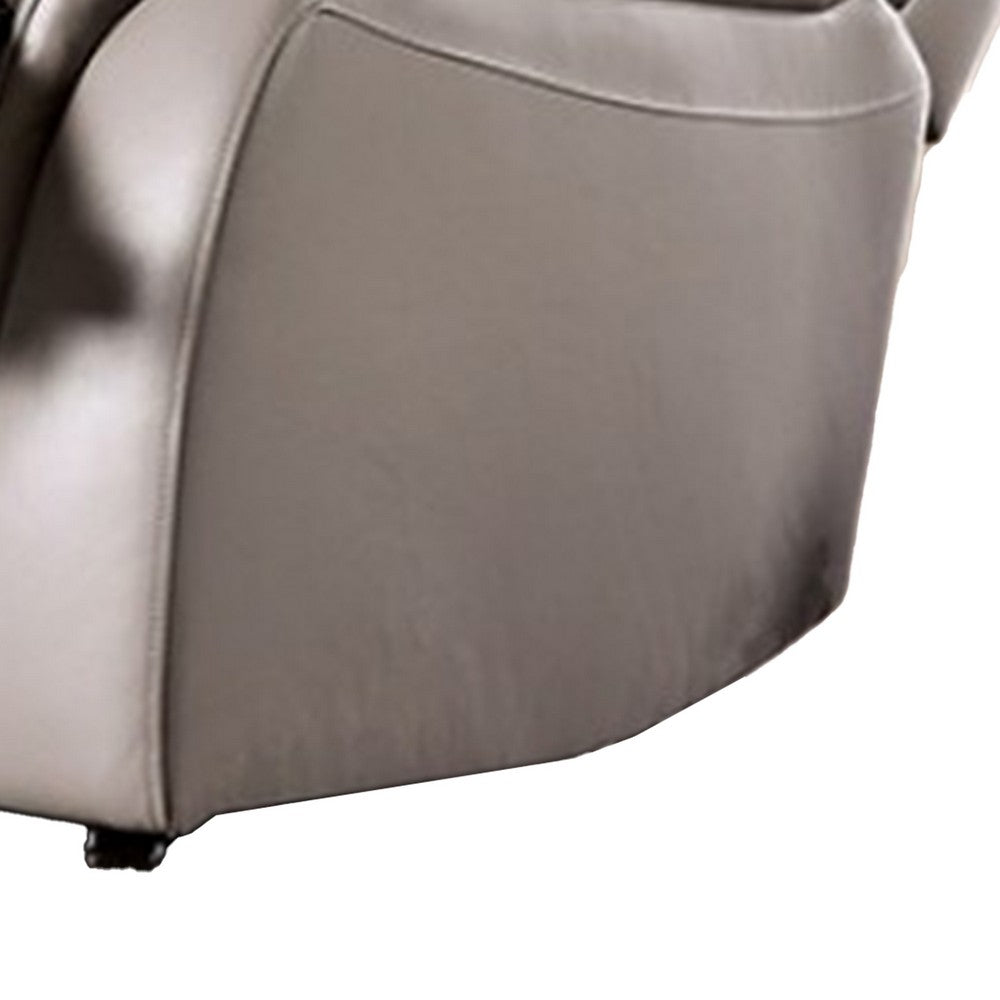 Gem Power Recliner Chair | Pillow Arms | Light Gray Top Grain Leather