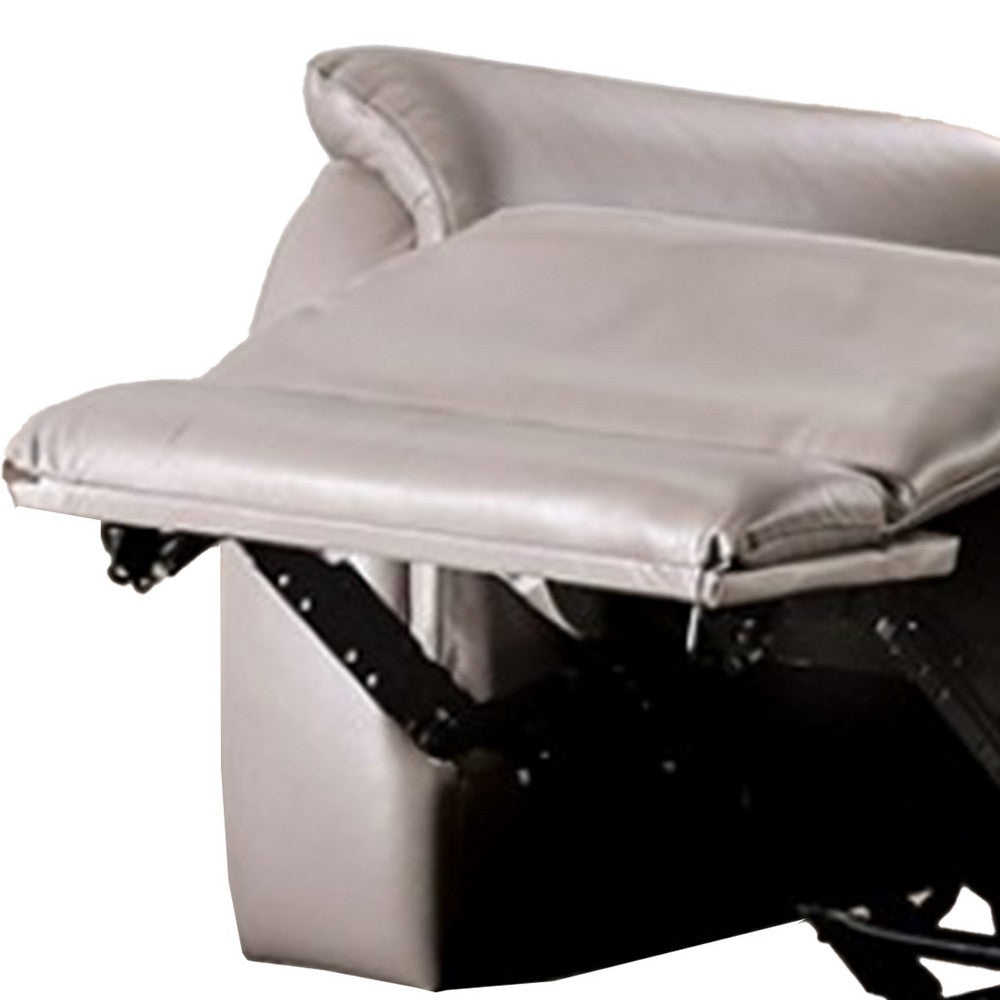 Gem Power Recliner Chair | Pillow Arms | Light Gray Top Grain Leather