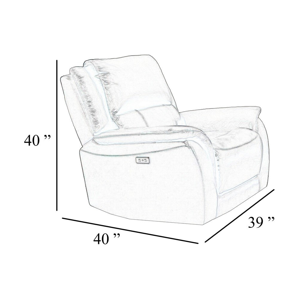 Gem Power Recliner Chair | Pillow Arms | Light Gray Top Grain Leather