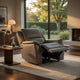 Gem Power Recliner Chair | Pillow Arms | Light Gray Top Grain Leather