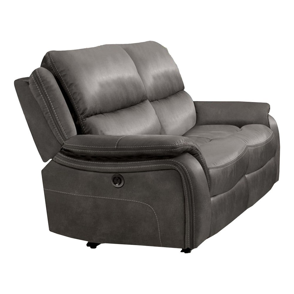 Heny Manual Reclining Loveseat | Pillow Tufted Back | Dark Gray 68"