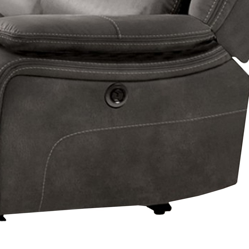 Heny Manual Reclining Loveseat | Pillow Tufted Back | Dark Gray 68"
