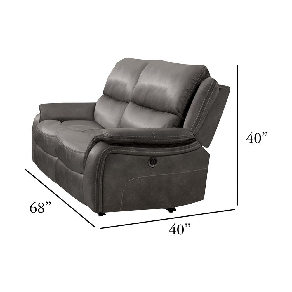 Heny Manual Reclining Loveseat | Pillow Tufted Back | Dark Gray 68"