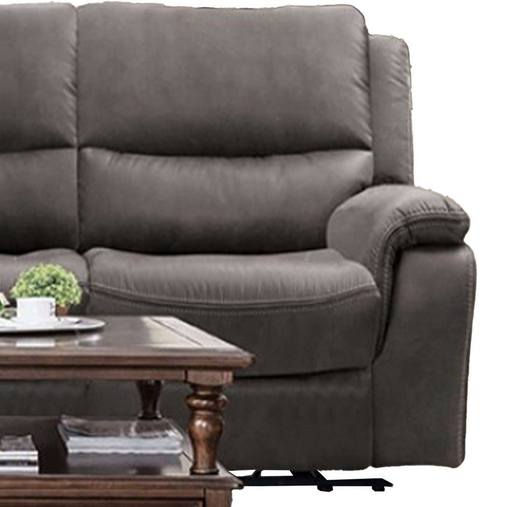 Heny Manual Reclining Sofa | Pillow Tufted Back | Dark Gray 88"
