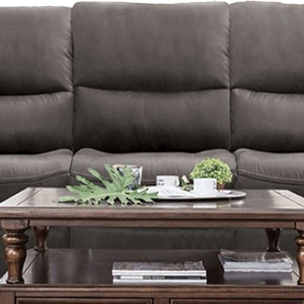 Heny Manual Reclining Sofa | Pillow Tufted Back | Dark Gray 88"