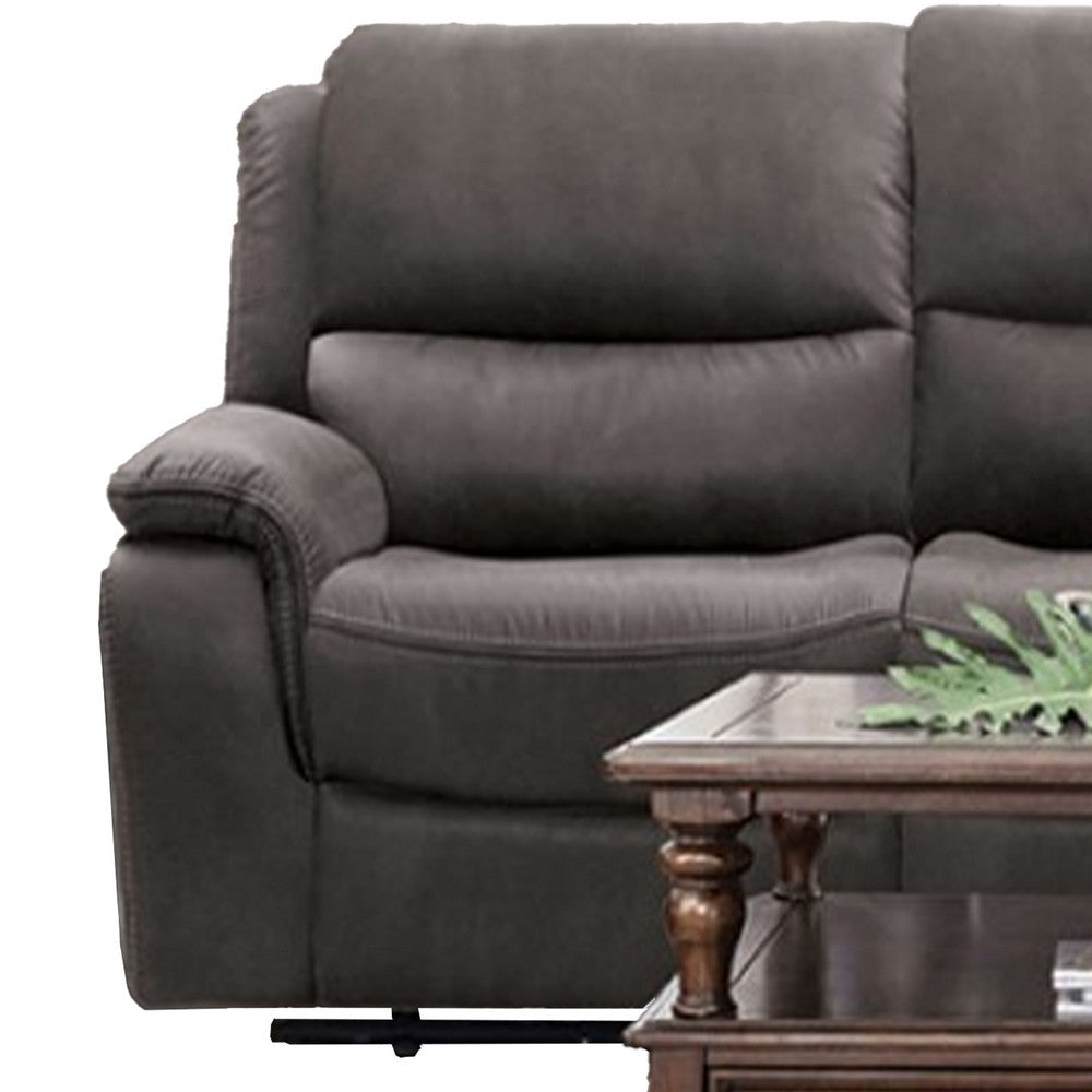Heny Manual Reclining Sofa | Pillow Tufted Back | Dark Gray 88"
