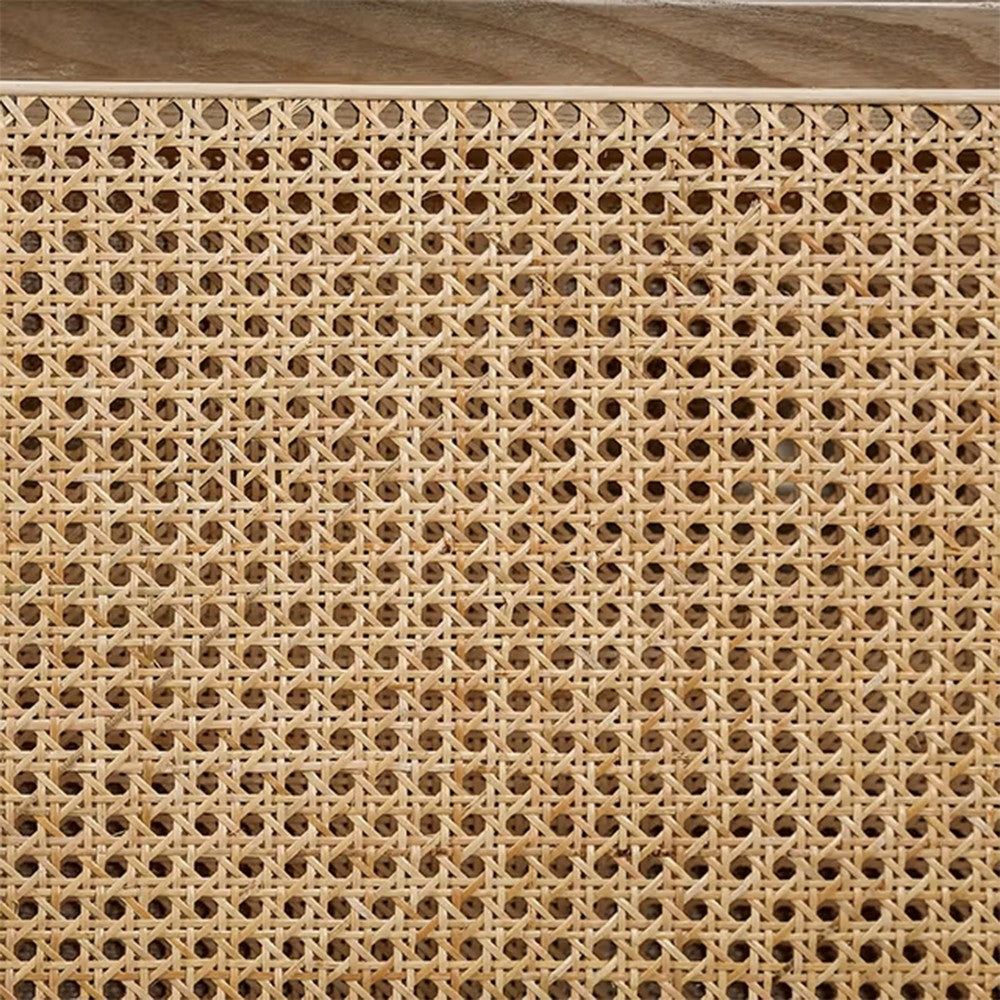 Senu Loveseat | 2 Pillows | Beige Cushion | Light Oak Brown Rattan 65"